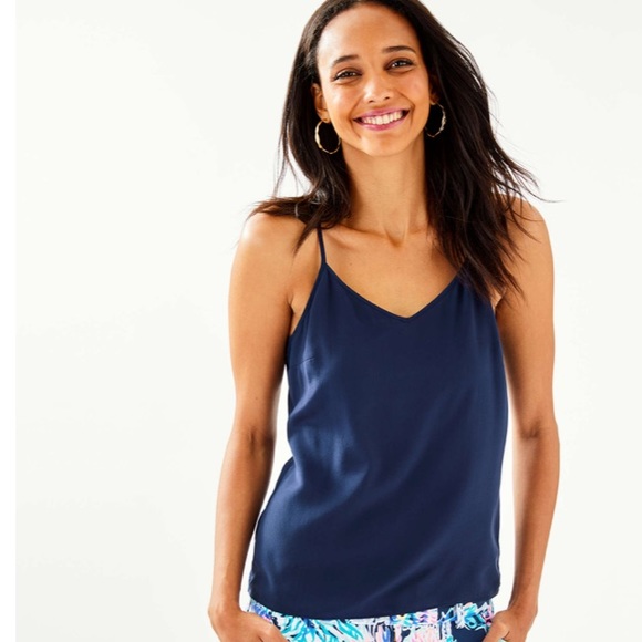 royal blue silk tank top